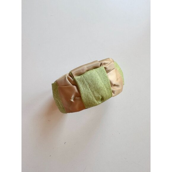 Vintage Green Straw Champagne Satin Ribbon Headband - Picture 6 of 13